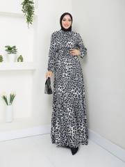 leopar desenli yazlık elbise asm231 gri 2