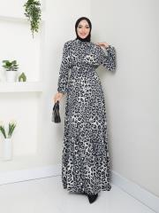 leopar desenli yazlık elbise asm231 gri 3