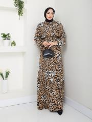 leopar desenli yazlık elbise asm231 siyah 3