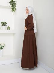 nervür detaylı yazlık elbise asm207 kahve 4