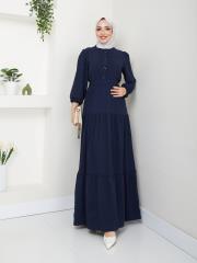 nervür detaylı yazlık elbise asm207 lacivert