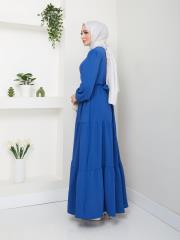 nervür detaylı yazlık elbise asm207 mavi 4