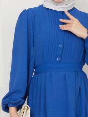 nervür detaylı yazlık elbise asm207 mavi 6