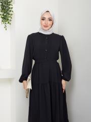 nervür detaylı yazlık elbise asm207 siyah 4