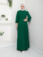 nervür detaylı yazlık elbise asm207 zümrüt 2