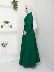 nervür detaylı yazlık elbise asm207 zümrüt 3