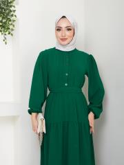 nervür detaylı yazlık elbise asm207 zümrüt 4