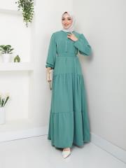 nervür detaylı yazlık elbise asm207 çağla yeşili 2