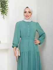 nervür detaylı yazlık elbise asm207 çağla yeşili 6