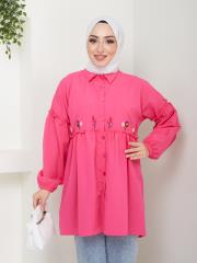 ön nakış detaylı yazlık tunik asm4060 fuşya 4