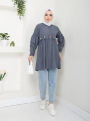 ön nakış detaylı yazlık tunik asm4060 füme