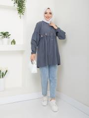 ön nakış detaylı yazlık tunik asm4060 füme 3