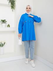 ön nakış detaylı yazlık tunik asm4060 indigo mavi 2