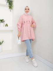 ön nakış detaylı yazlık tunik asm4060 pudra