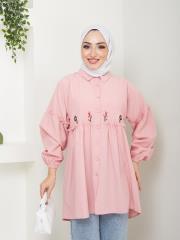 ön nakış detaylı yazlık tunik asm4060 pudra 5