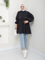 ön nakış detaylı yazlık tunik asm4060 siyah 2