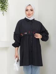 ön nakış detaylı yazlık tunik asm4060 siyah 6