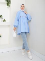 ön nakış detaylı yazlık tunik asm4060 buz mavisi 3