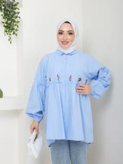 ön nakış detaylı yazlık tunik asm4060 buz mavisi 6