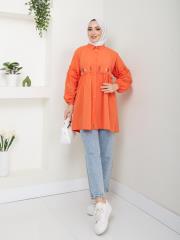 ön nakış detaylı yazlık tunik asm4060 oranj 2