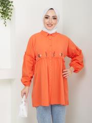 ön nakış detaylı yazlık tunik asm4060 oranj 5