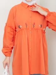 ön nakış detaylı yazlık tunik asm4060 oranj 6