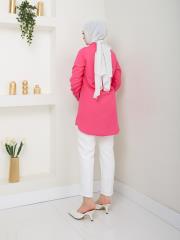 yakası taş detaylı yazlık tunik asm218 fuşya 4