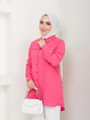 yakası taş detaylı yazlık tunik asm218 fuşya 6