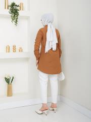 yakası taş detaylı yazlık tunik asm218 kahve 4