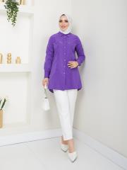 yakası taş detaylı yazlık tunik asm218 lila 2