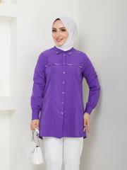 yakası taş detaylı yazlık tunik asm218 lila 5