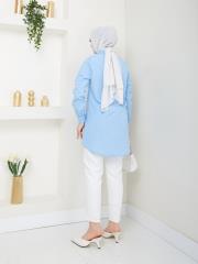 yakası taş detaylı yazlık tunik asm218 buz mavisi 3