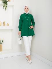 yakası taş detaylı yazlık tunik asm218 zümrüt 2