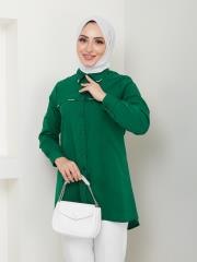 yakası taş detaylı yazlık tunik asm218 zümrüt 6