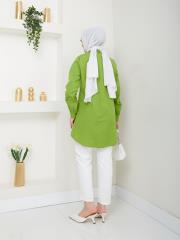 yakası taş detaylı yazlık tunik asm218 fıstık yeşili 4