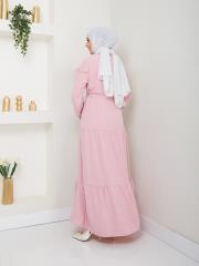 beli tünelli yazlık elbise asm1034 pudra 4