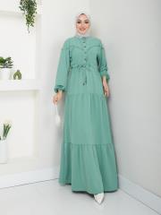 beli tünelli yazlık elbise asm1034 su yeşili