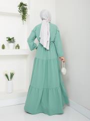 beli tünelli yazlık elbise asm1034 su yeşili 4