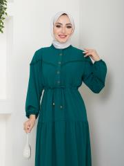 beli tünelli yazlık elbise asm1034 zümrüt 6