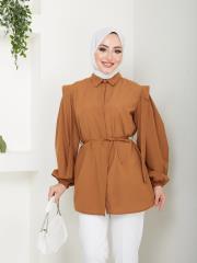 omuz detaylı yazlık tunik asm185 kahve 5