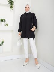 omuz detaylı yazlık tunik asm185 siyah