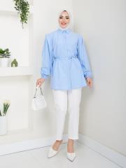omuz detaylı yazlık tunik asm185 buz mavisi
