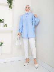 omuz detaylı yazlık tunik asm185 buz mavisi 2