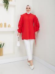 omuz detaylı yazlık tunik asm185 nar çiçeği