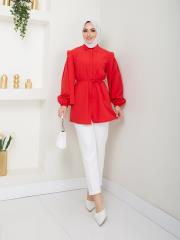 omuz detaylı yazlık tunik asm185 nar çiçeği 2