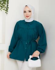 beli bağcıklı yazlık tunik asm184 petrol mavisi 4