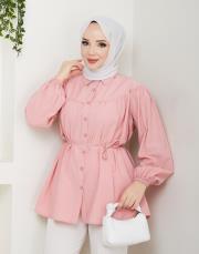 beli bağcıklı yazlık tunik asm184 pudra 2