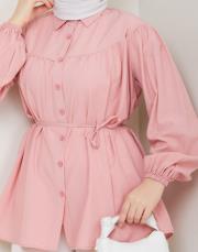 beli bağcıklı yazlık tunik asm184 pudra 3