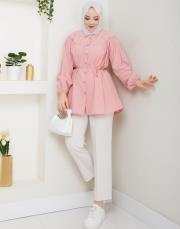 beli bağcıklı yazlık tunik asm184 pudra 4