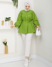 beli bağcıklı yazlık tunik asm184 fıstık yeşili 4